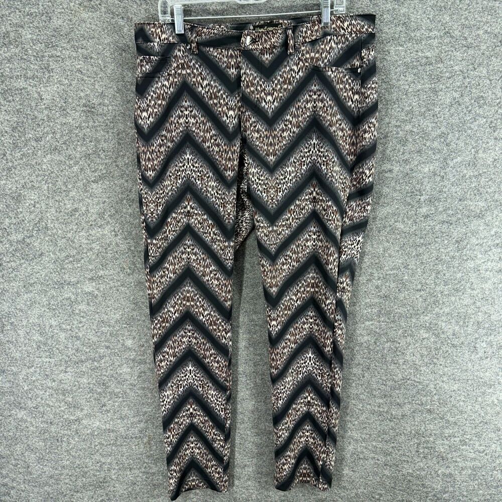 Like An Angel Pants Women 2X Plus Black Striped High Rise Flat Front Chino